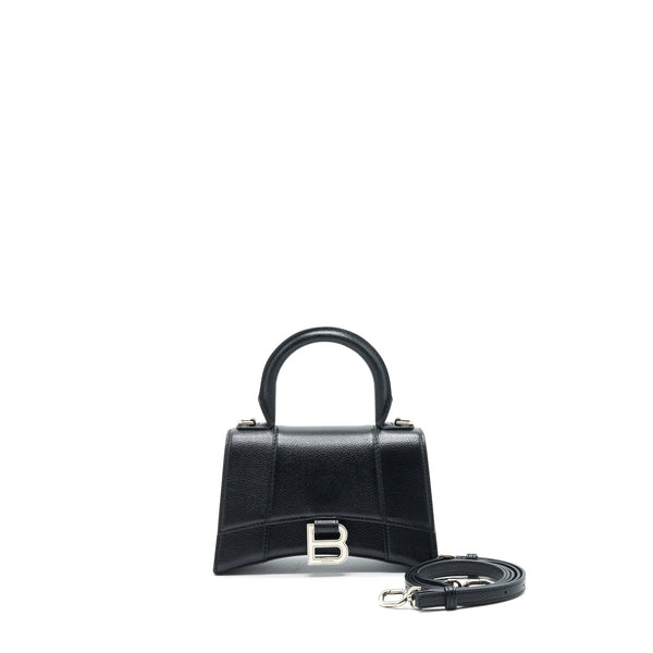Balenciaga Hourglass AS Grained Calfskin Black SHW | Designer Top Handle Bag