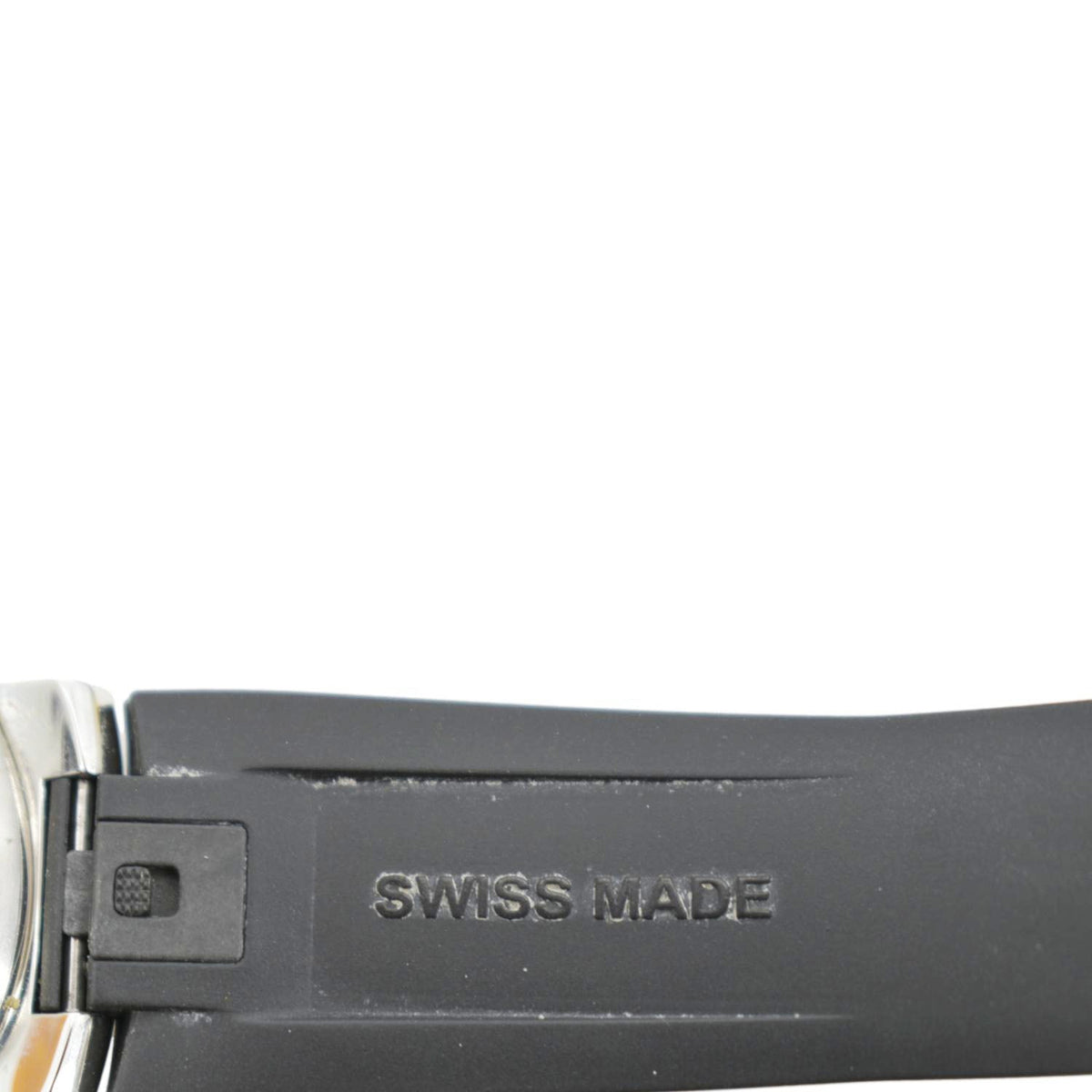 Close-up detail view of Louis Vuitton unisex black watch