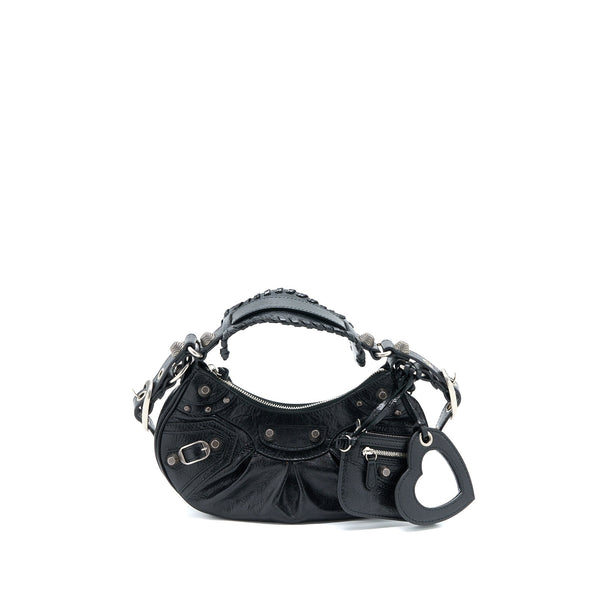 Balenciaga Le Cagole XS Shoulder Bag Arena Lambskin Black SHW | Studded Leather Shoulder Bag