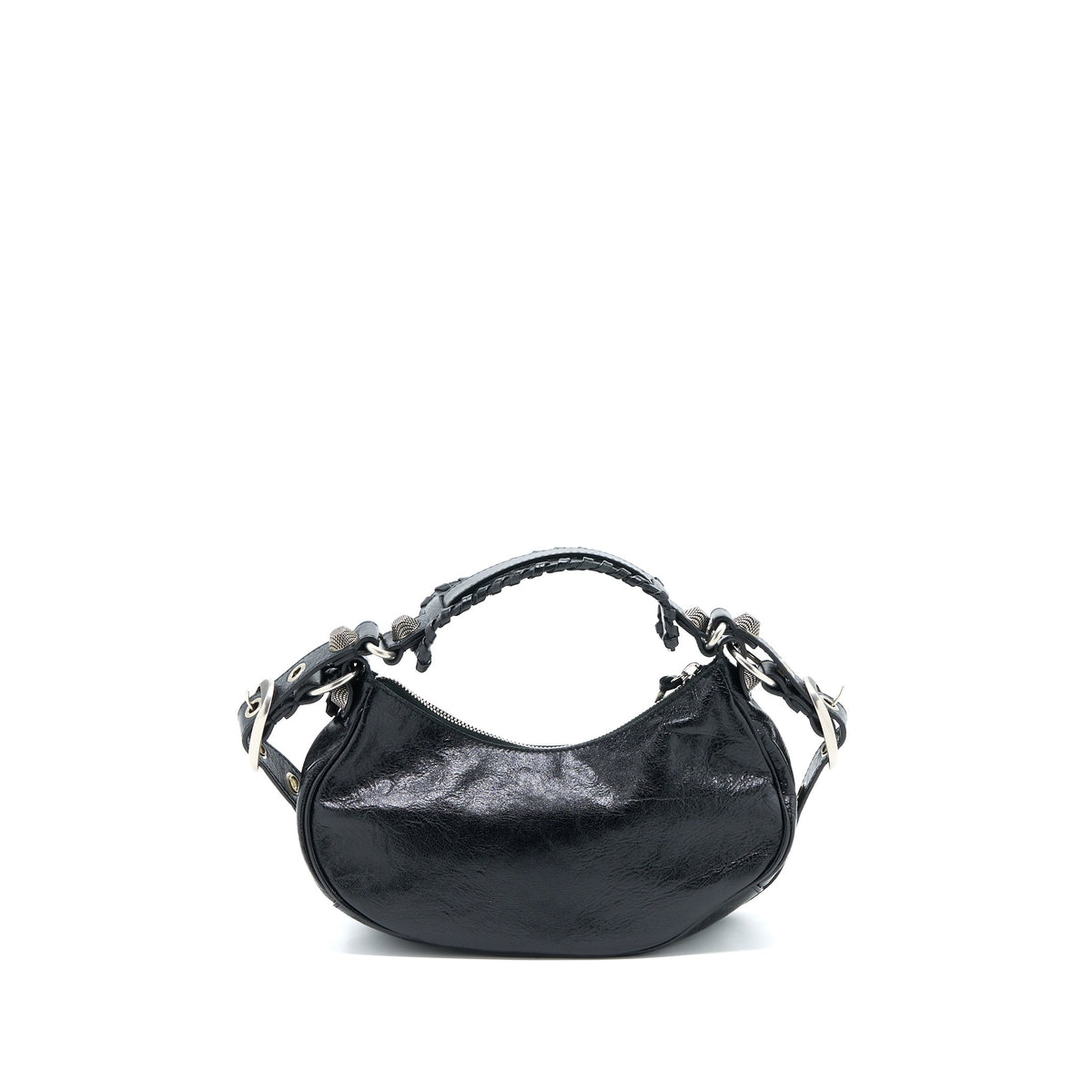 Balenciaga Le Cagole XS Shoulder Bag Arena Lambskin Black SHW | Studded Leather Shoulder Bag