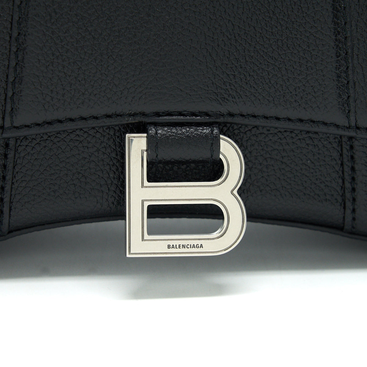 Balenciaga Hourglass AS Grained Calfskin Black SHW | Designer Top Handle Bag