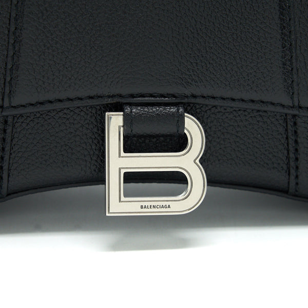 Balenciaga Hourglass AS Grained Calfskin Black SHW | Designer Top Handle Bag
