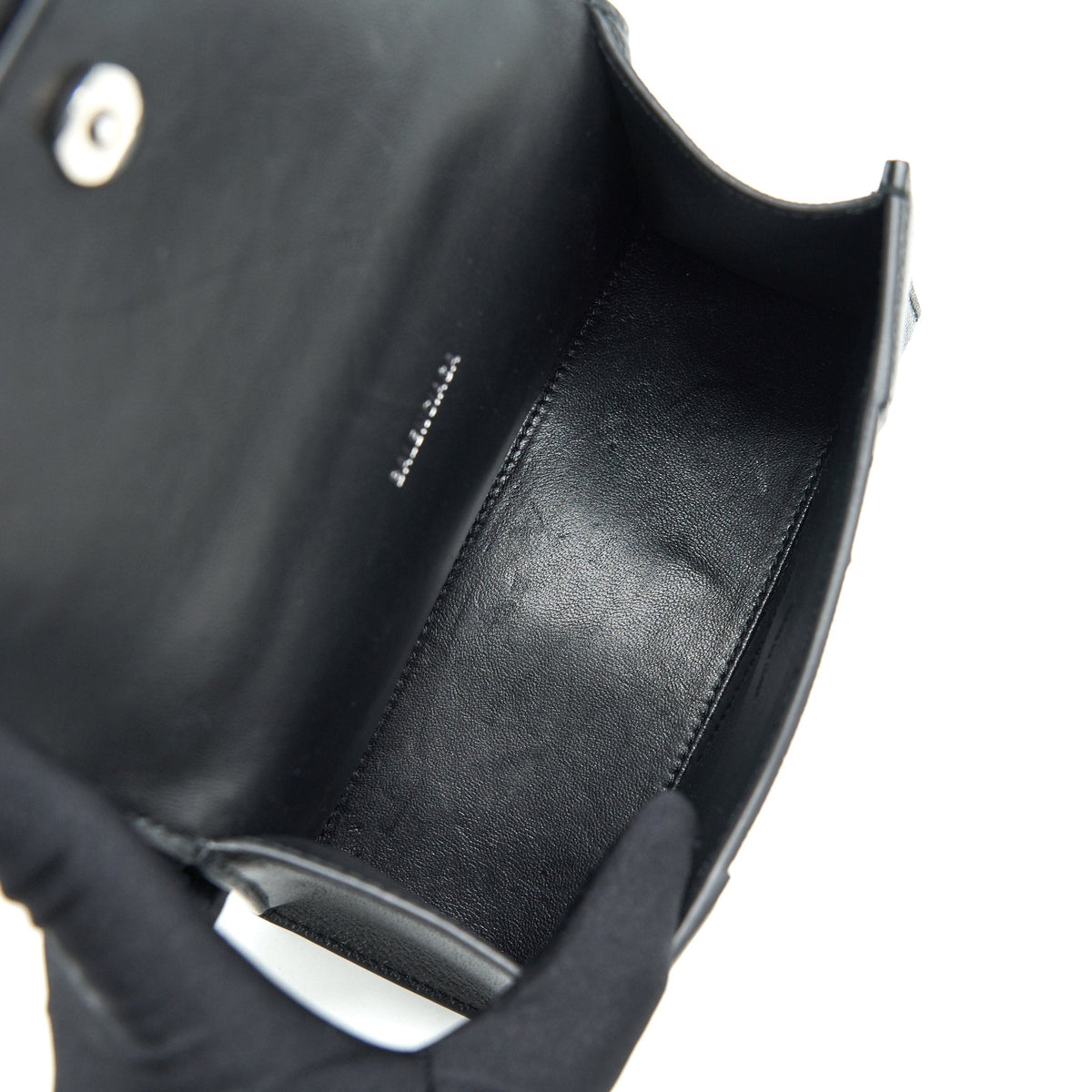 Balenciaga Hourglass AS Grained Calfskin Black SHW | Designer Top Handle Bag