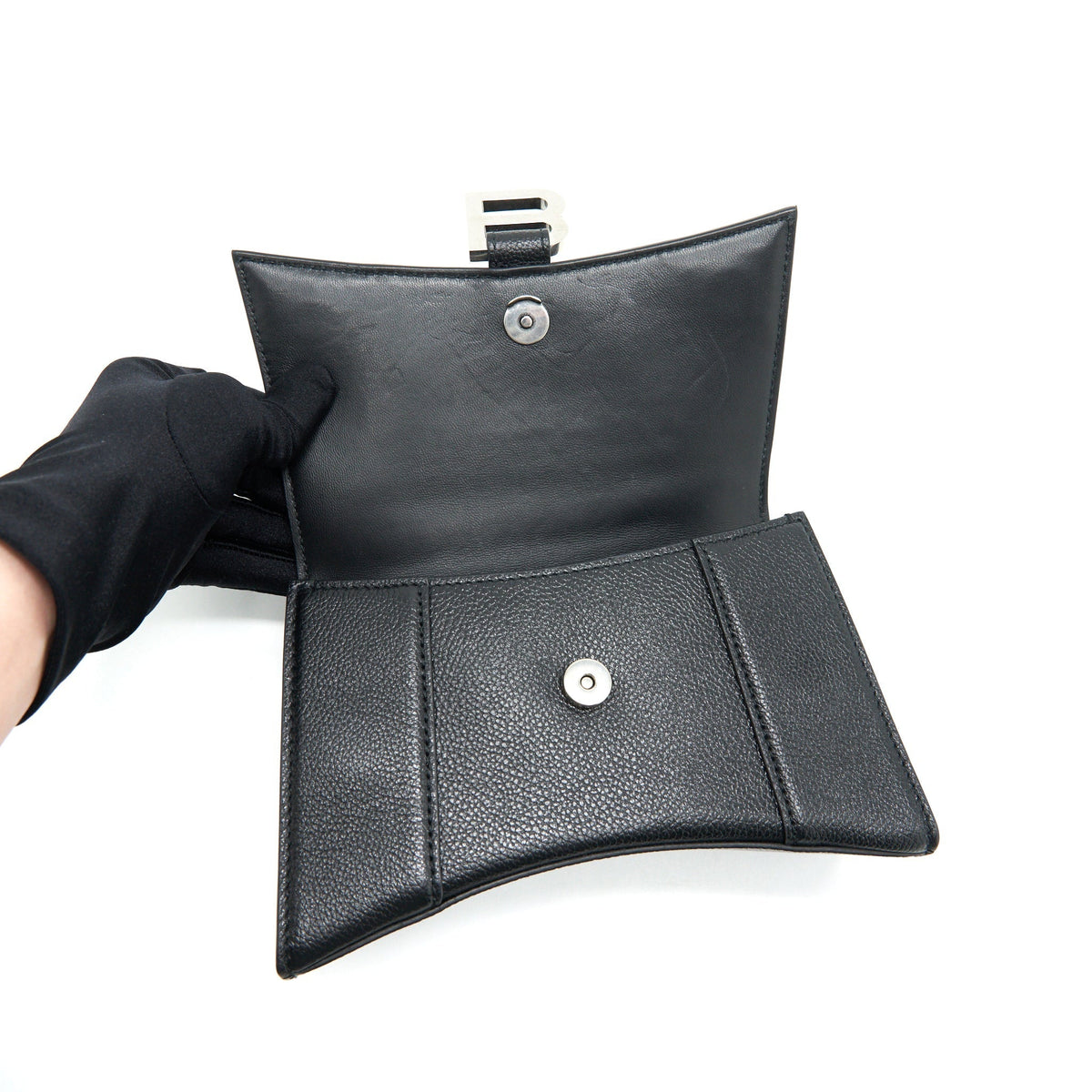 Balenciaga Hourglass AS Grained Calfskin Black SHW | Designer Top Handle Bag