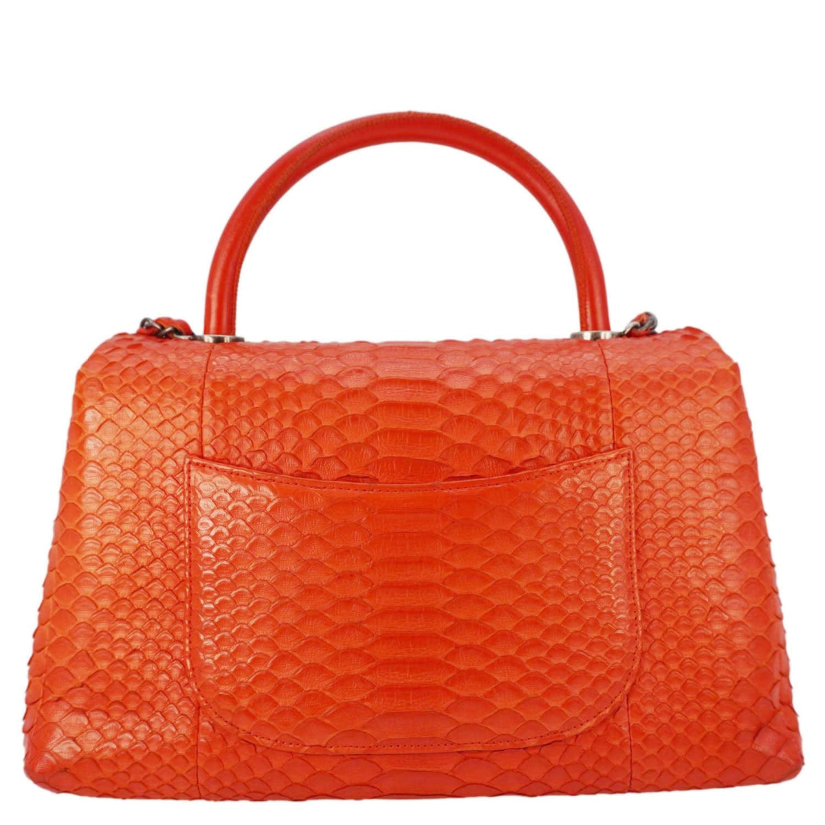 Chanel Bags Chanel Coco Flap Python Leather Top Handle Shoulder Bag Red Premium Designer Shoulder Bag