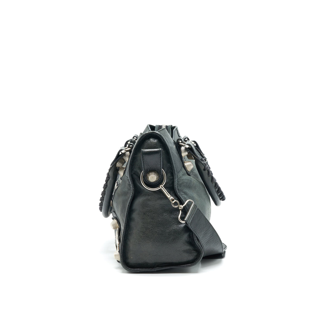 Side view of Balenciaga handbag Black premium designer bag