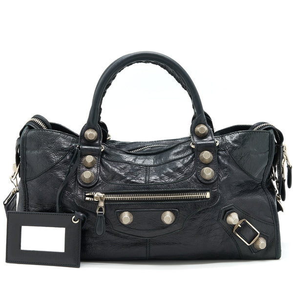Balenciaga Giant City Bag Navy SHW — Designer Leather Handbag
