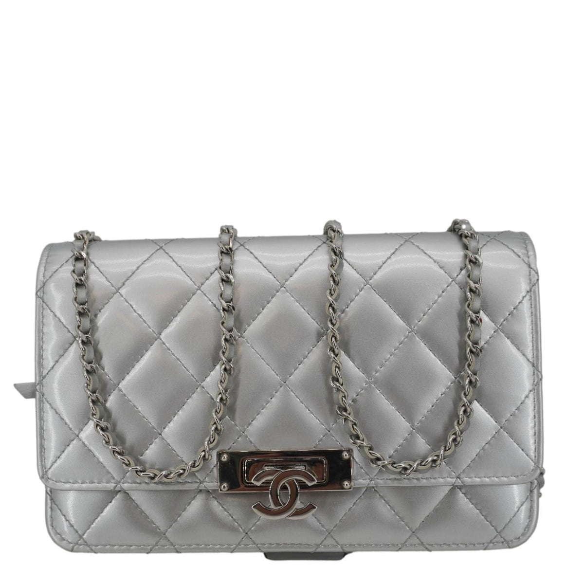 Chanel Wallets? Chanel Golden Class Quilted Leather Wallet on Chain Bag Silver Compact Luxury Card Wallet