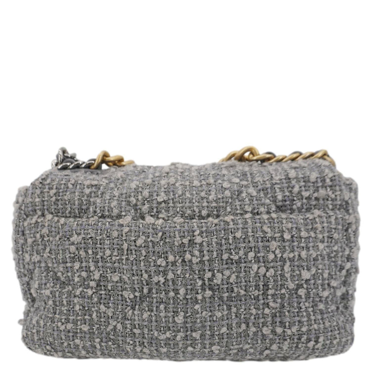 Chanel Bags Chanel 19 Flap Medium Quilted Tweed Shoulder Bag Gray Premium Designer Shoulder Bag
