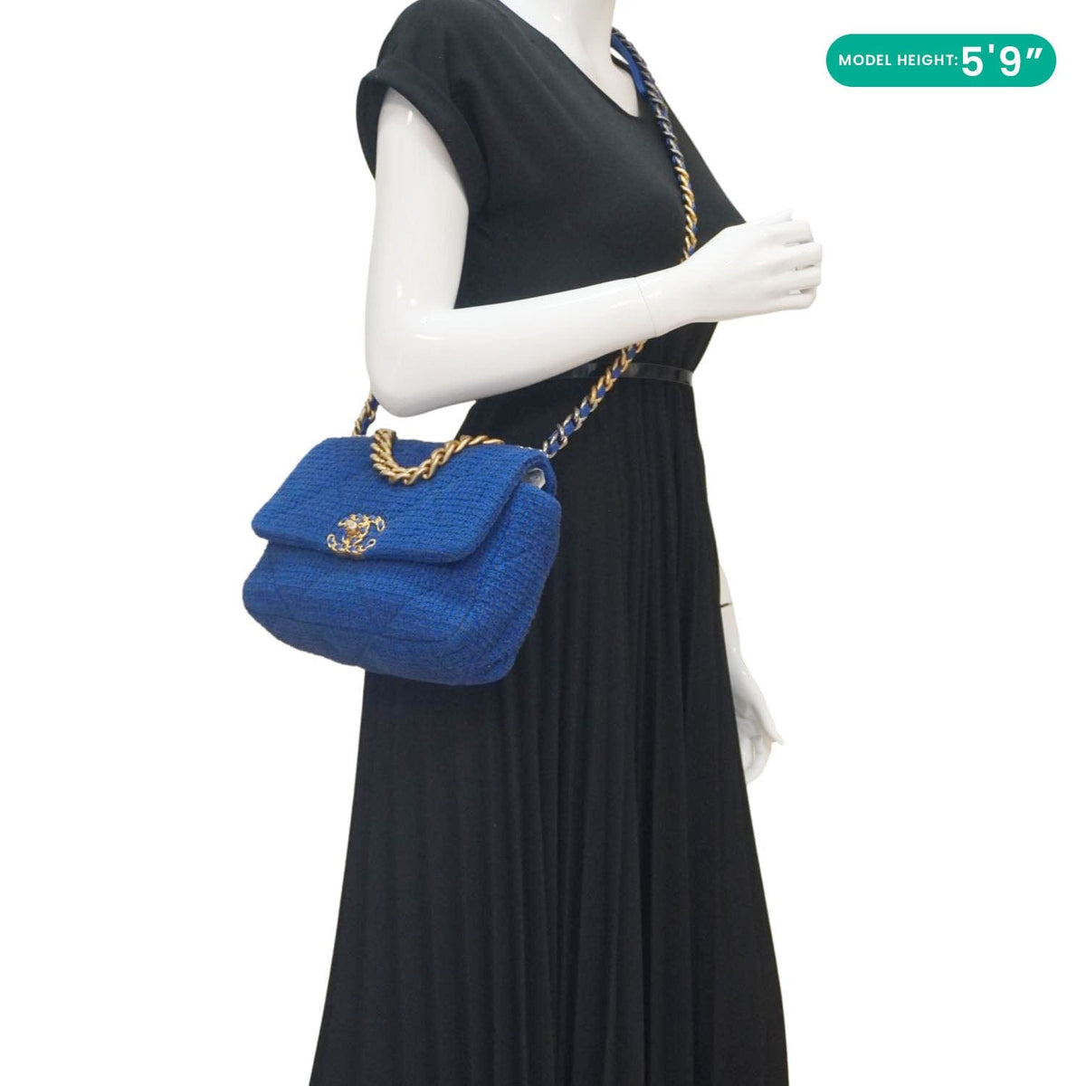 Chanel Bags Chanel 19 Flap Quilted Tweed Shoulder Bag Blue Elegant Everyday Designer Handbag