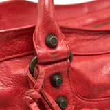 Balenciaga authentic luxury handbag Red leather craftsmanship