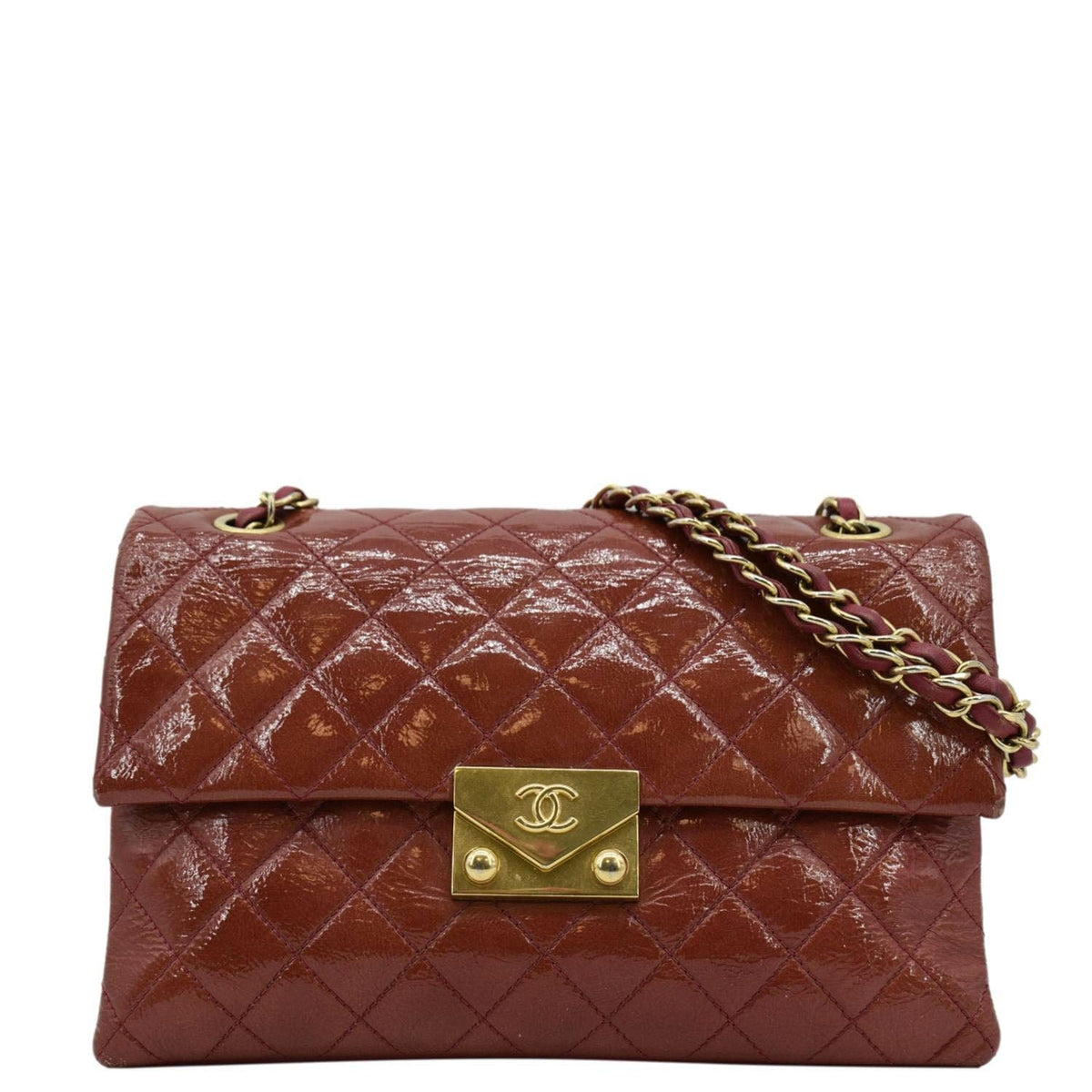 Chanel Bags Chanel 3 Pocket Accordion Flap Small Patent Leather Shoulder Bag Red Elegant Everyday Designer Handbag