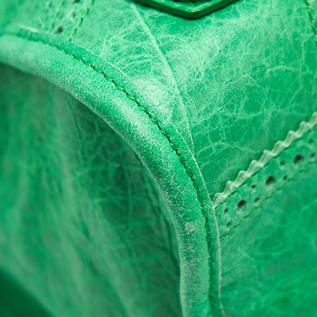 Balenciaga Lace City Bag Green SHW — Designer Leather Handbag