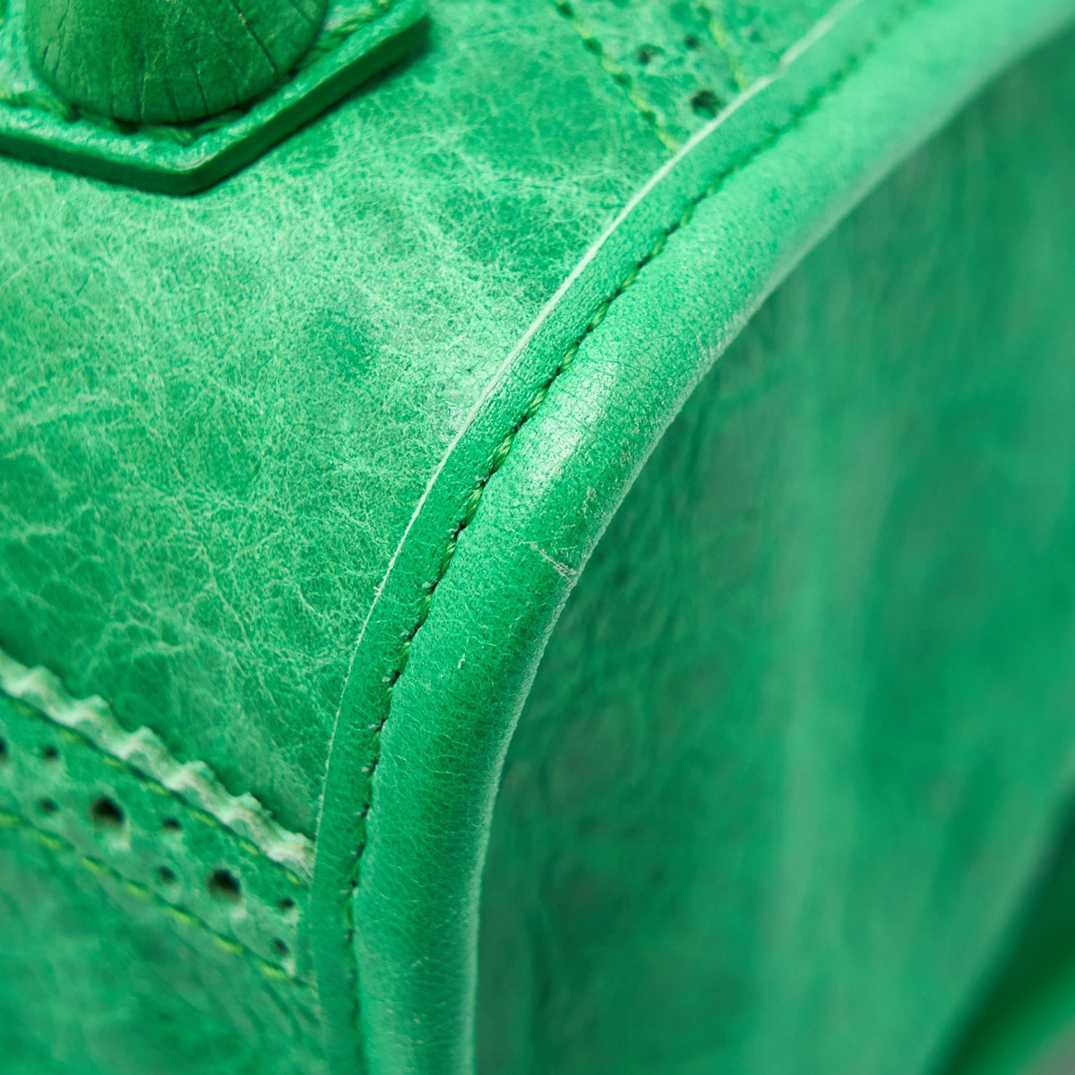 Balenciaga Lace City Bag Green SHW — Designer Leather Handbag