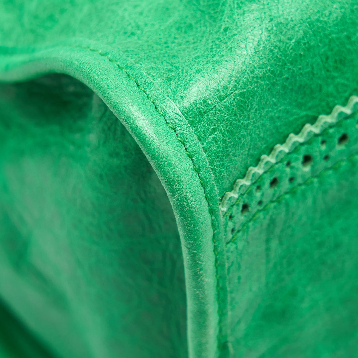 Balenciaga Lace City Bag Green SHW — Designer Leather Handbag