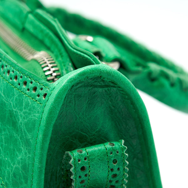 Balenciaga Lace City Bag Green SHW — Designer Leather Handbag