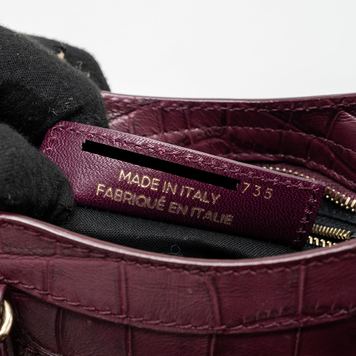 Balenciaga mini city bag croc embossed calfskin burgundy GHW — Designer Leather Handbag