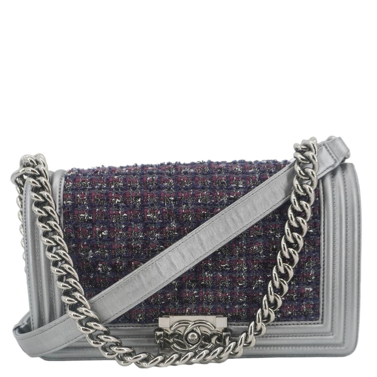 Chanel Bags Chanel Boy Flap Tweed Bag Shoulder Bag Silver Elegant Everyday Designer Handbag