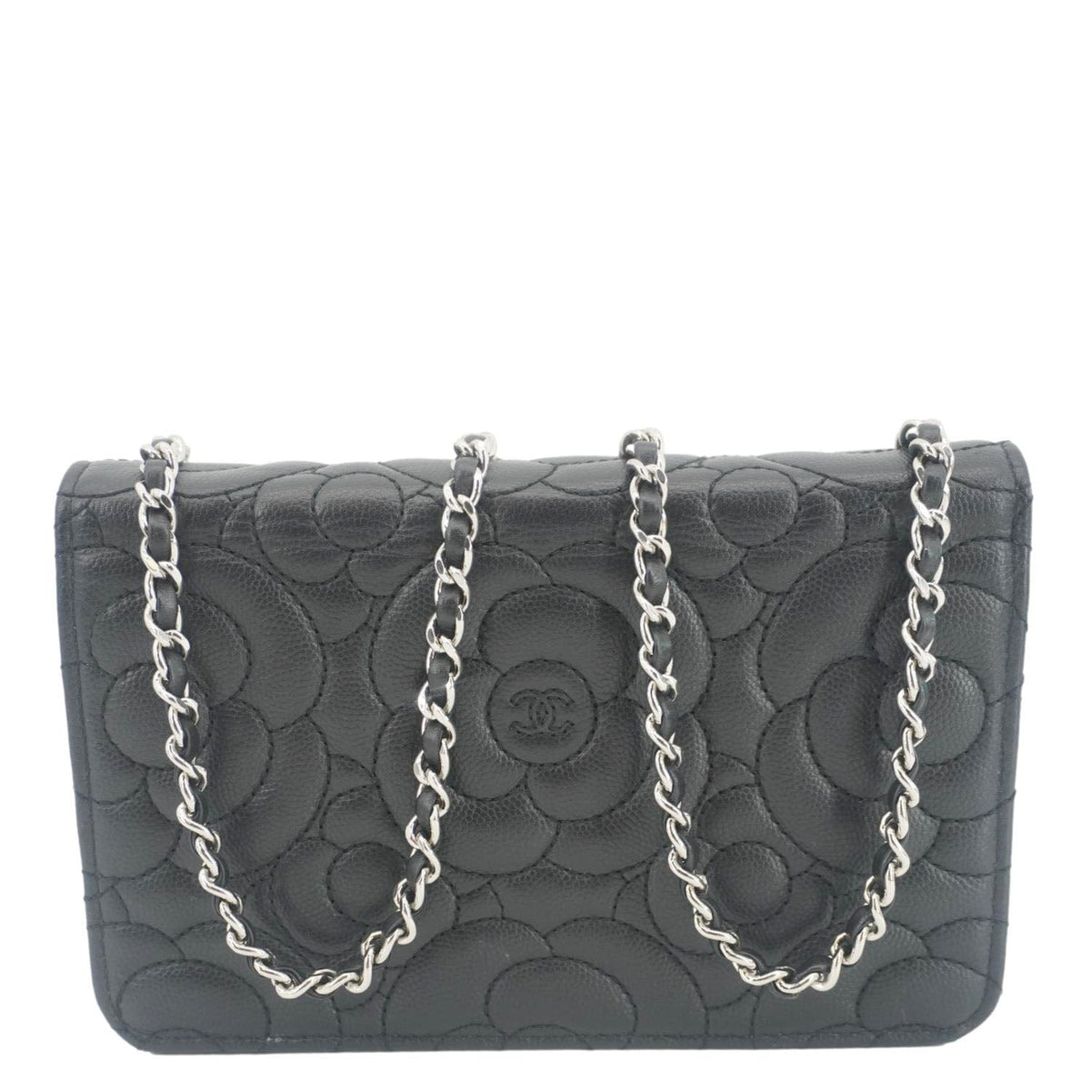Chanel Wallets? Chanel Camellia Caviar Leather Wallet on Chain Shoulder Bag Black Premium Leather Designer Wallet
