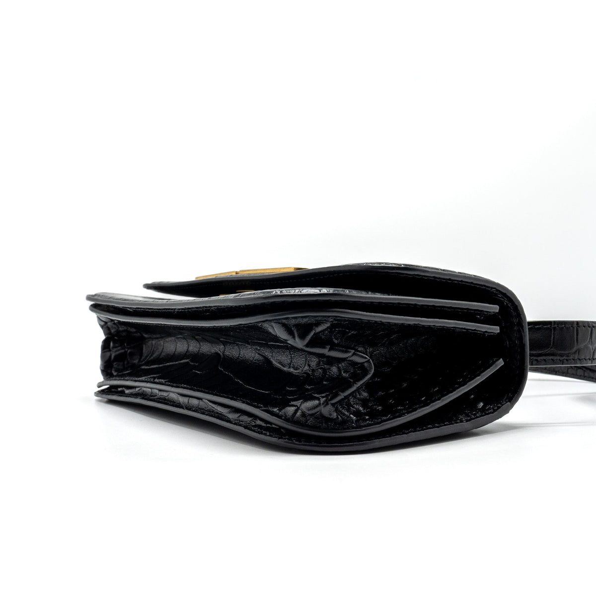 Balenciaga Gossip shoulder bag croc-embossed calfskin black GHW — Designer Shoulder Bag