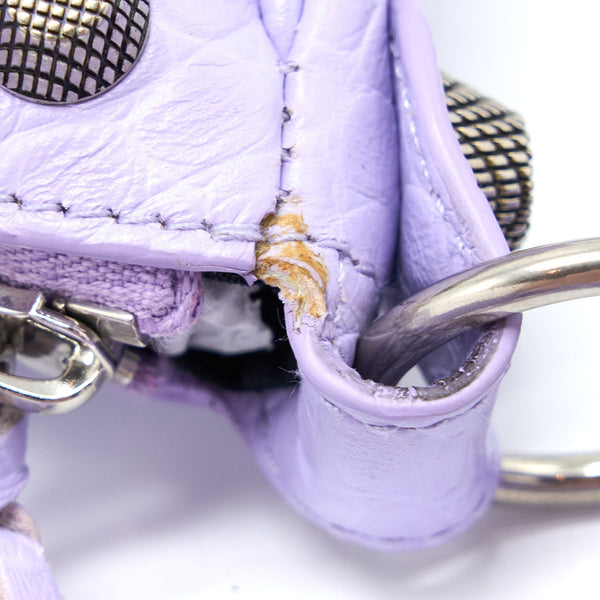 Balenciaga Le Cagole XS Shoulder Bag Croc Embossed Calfskin Light Purple SHW | Studded Leather Shoulder Bag