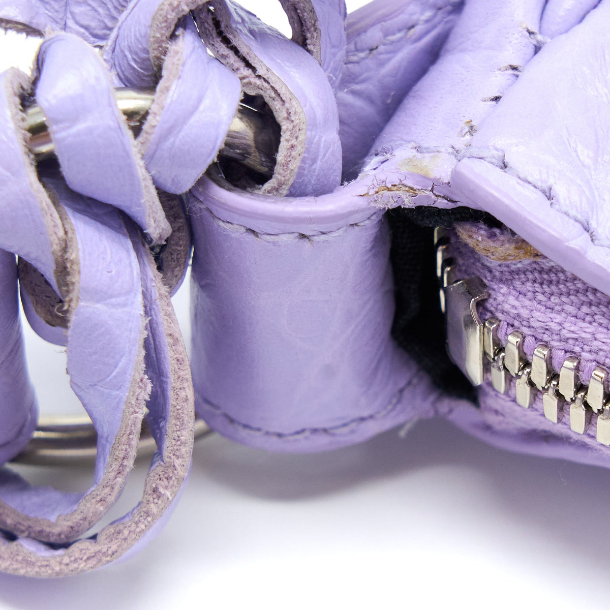 Balenciaga Le Cagole XS Shoulder Bag Croc Embossed Calfskin Light Purple SHW | Studded Leather Shoulder Bag