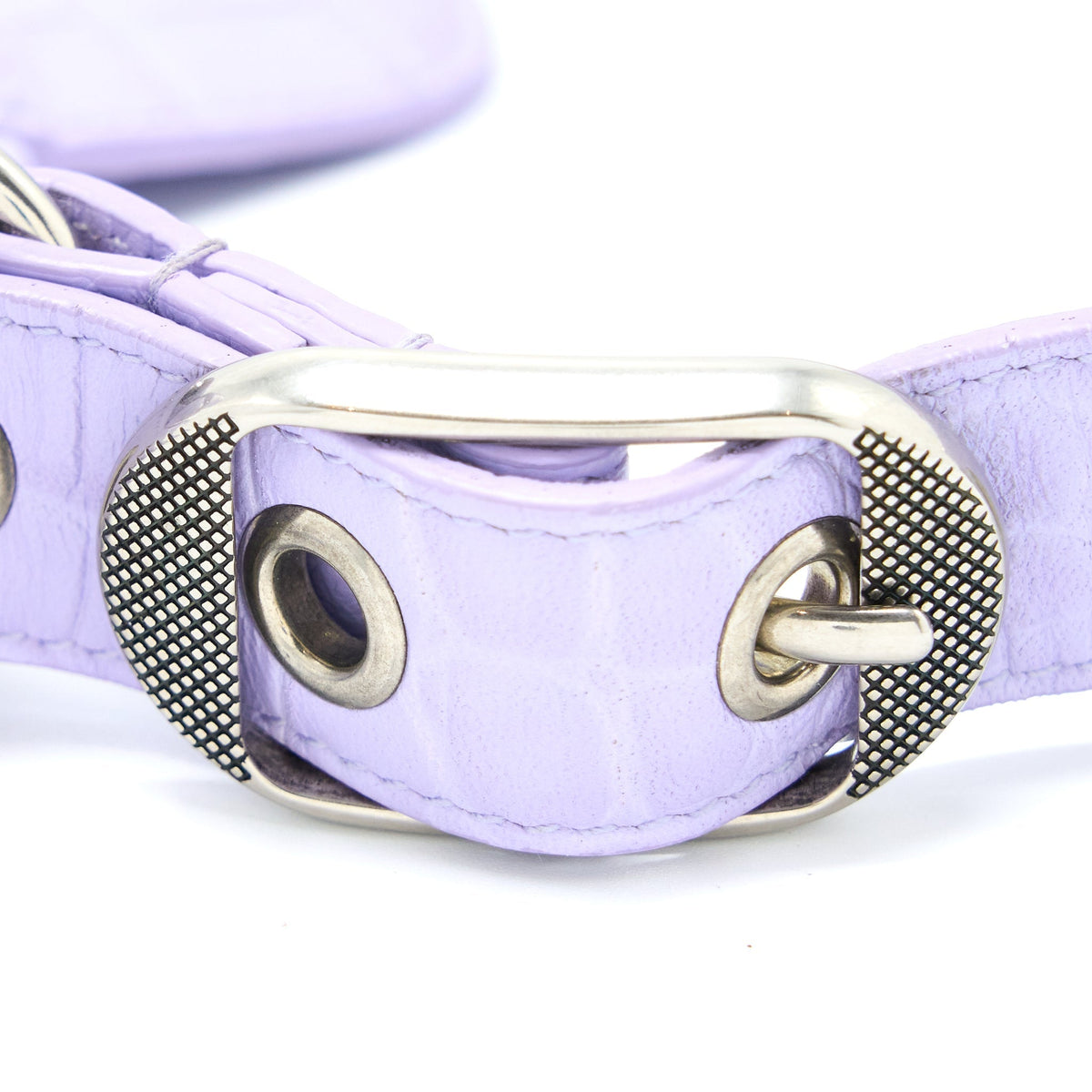 Balenciaga Le Cagole XS Shoulder Bag Croc Embossed Calfskin Light Purple SHW | Studded Leather Shoulder Bag