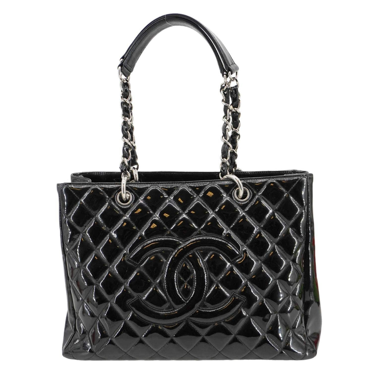 Chanel Bags? Chanel Grand Shopping Patent Quilted Leather GST Tote Bag Black Luxury Designer Leather Handbag