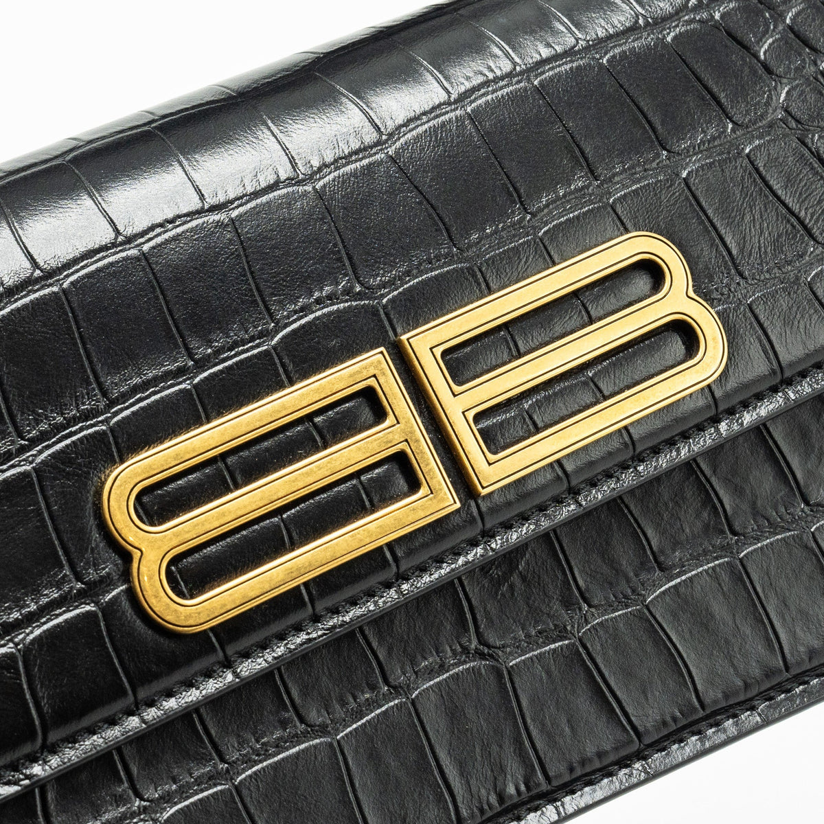 Balenciaga Gossip shoulder bag croc-embossed calfskin black GHW — Designer Shoulder Bag