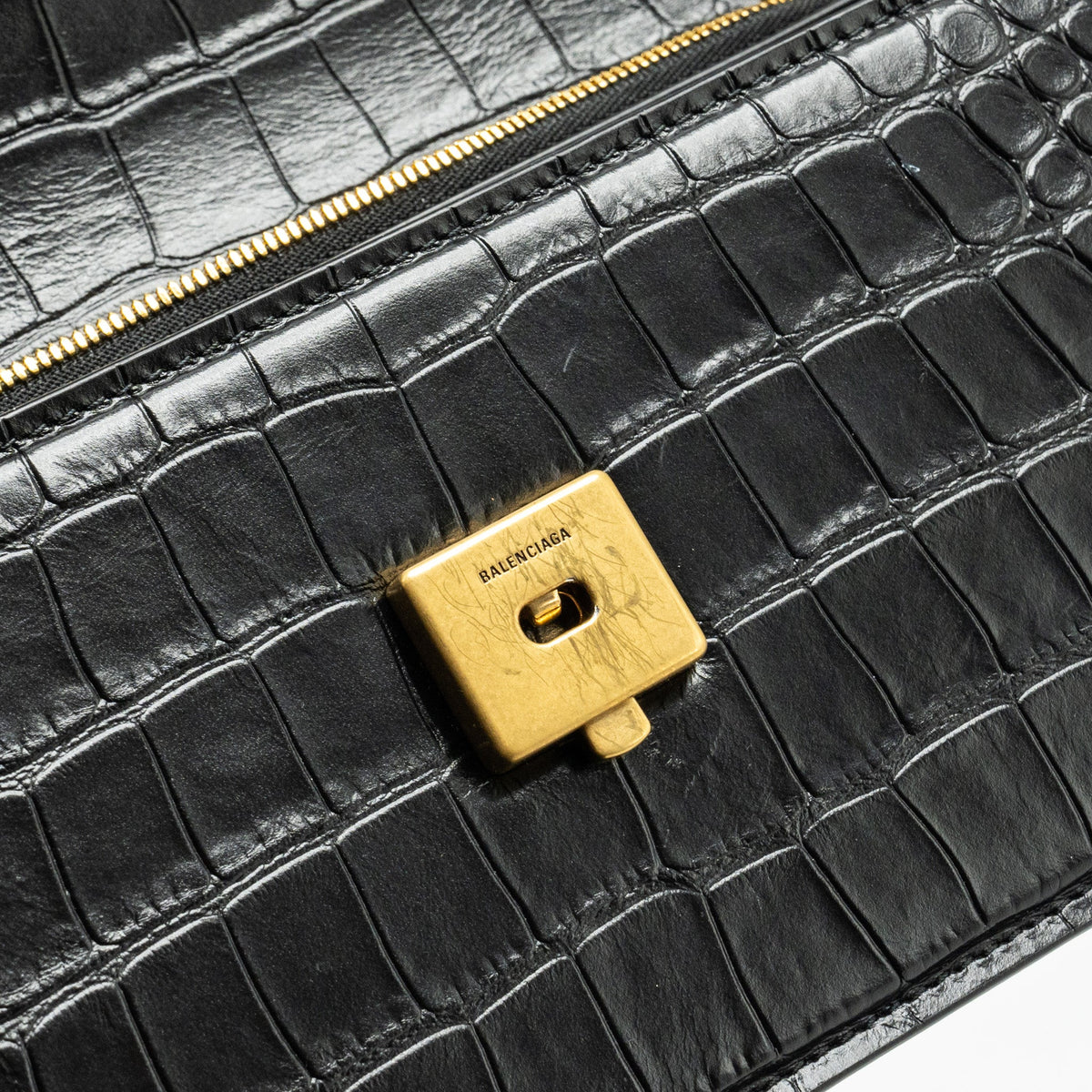 Balenciaga Gossip shoulder bag croc-embossed calfskin black GHW — Designer Shoulder Bag
