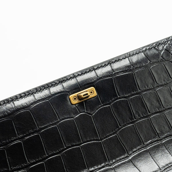 Balenciaga Gossip shoulder bag croc-embossed calfskin black GHW — Designer Shoulder Bag