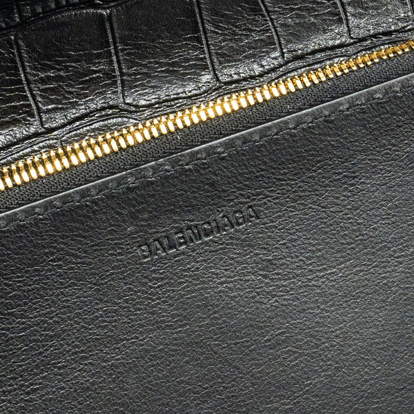 Balenciaga Gossip shoulder bag croc-embossed calfskin black GHW — Designer Shoulder Bag