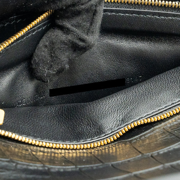 Balenciaga Gossip shoulder bag croc-embossed calfskin black GHW — Designer Shoulder Bag