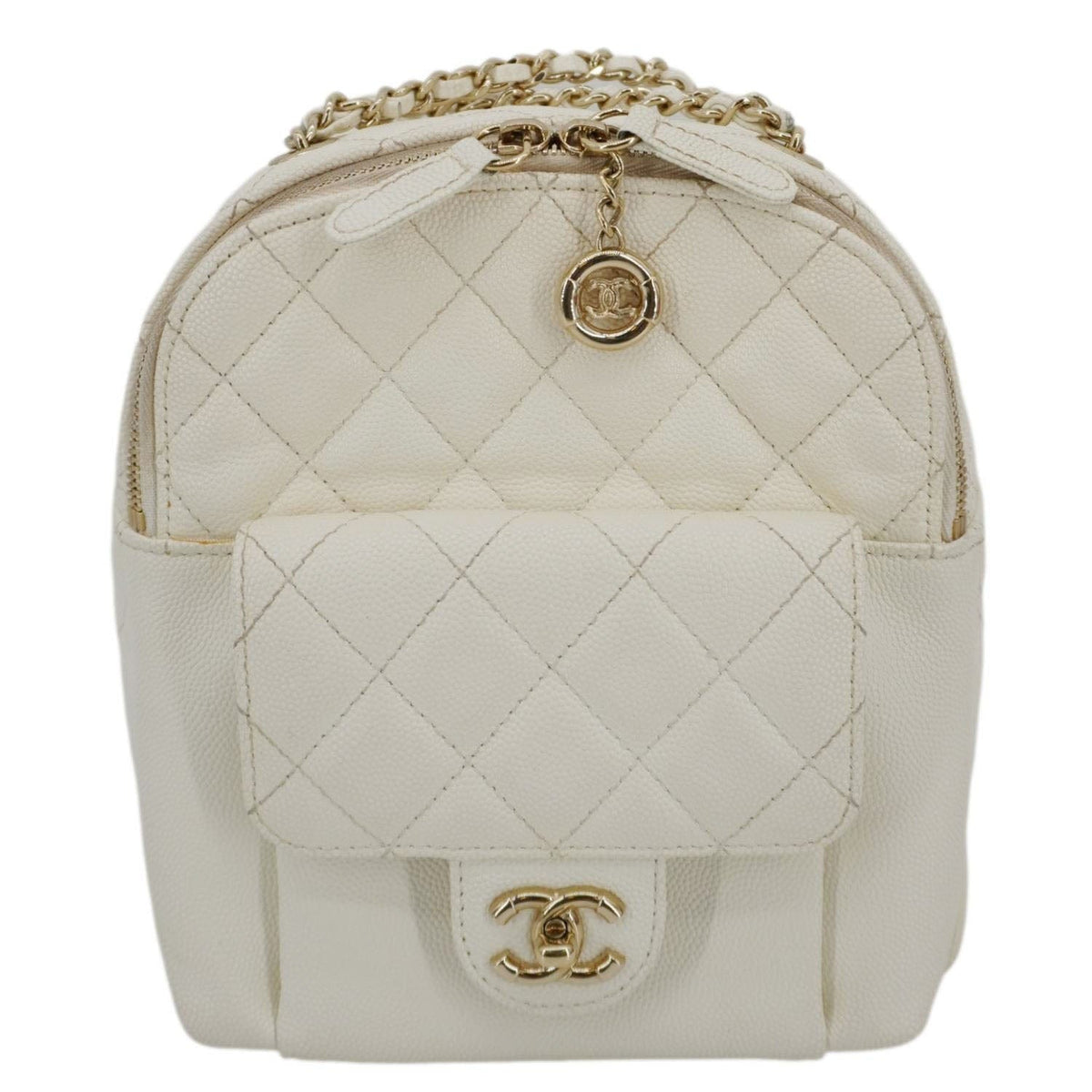Chanel Bags Chanel Day Small Caviar Quilted Leather Backpack White Elegant Everyday Designer Handbag