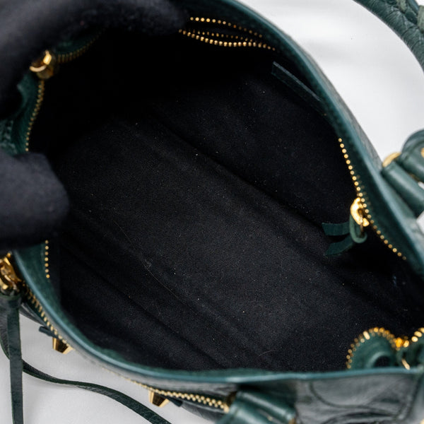 Balenciaga Mini City Bag Dark Green GHW — Designer Leather Handbag