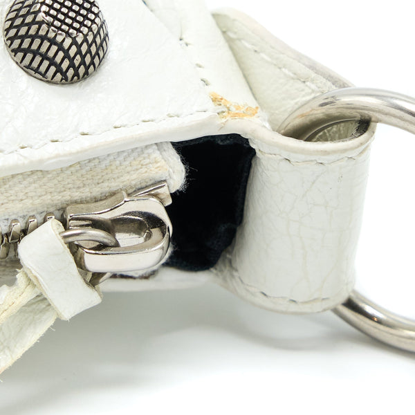 Balenciaga Le Cagole XS Shoulder Bag Lambskin White SHW | Studded Leather Shoulder Bag