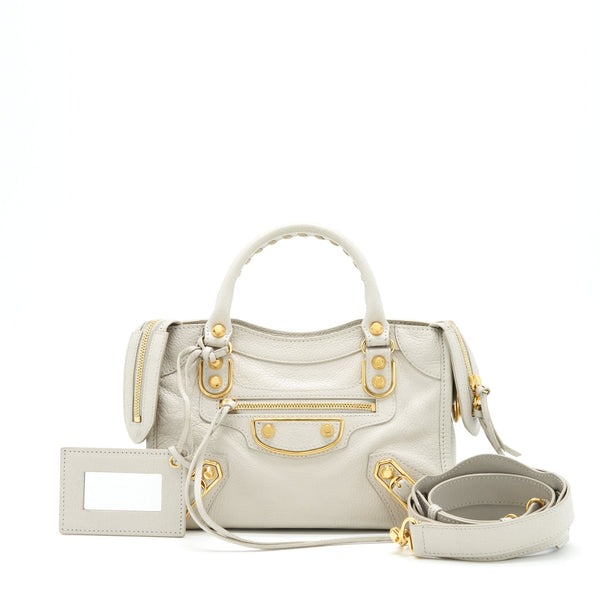 Balenciaga edged mini City bag light Grey GHW — Designer Leather Handbag