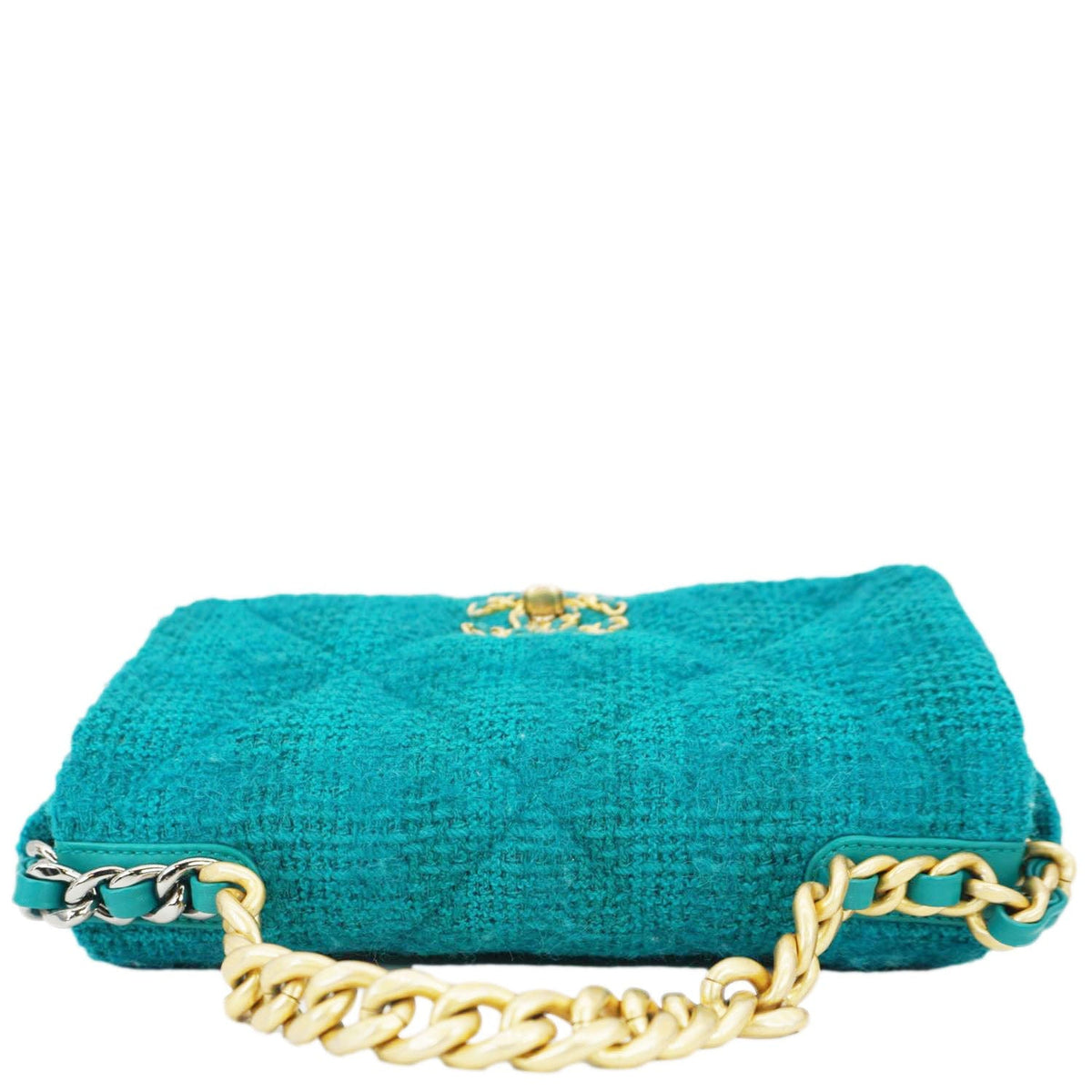 Louis Vuitton Bags? Louis Vuitton Chanel 19 Flap Medium Quilted Tweed Shoulder Bag Teal Elegant Everyday Designer Handbag