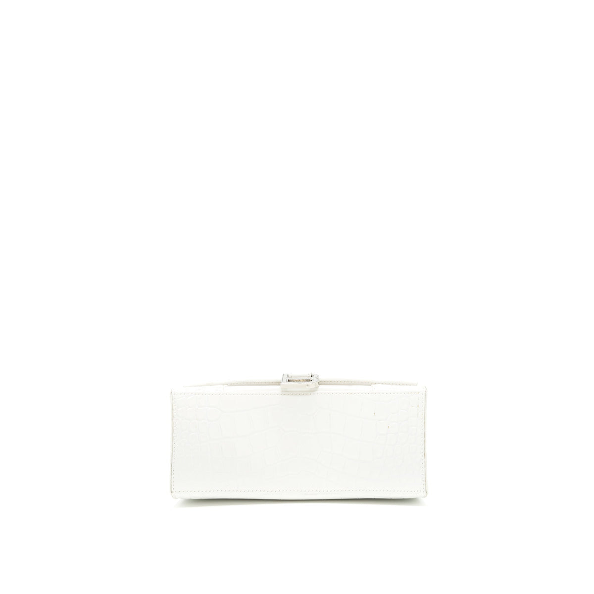 Balenciaga Hourglass S Croc embossed Calfskin White SHW | Designer Top Handle Bag