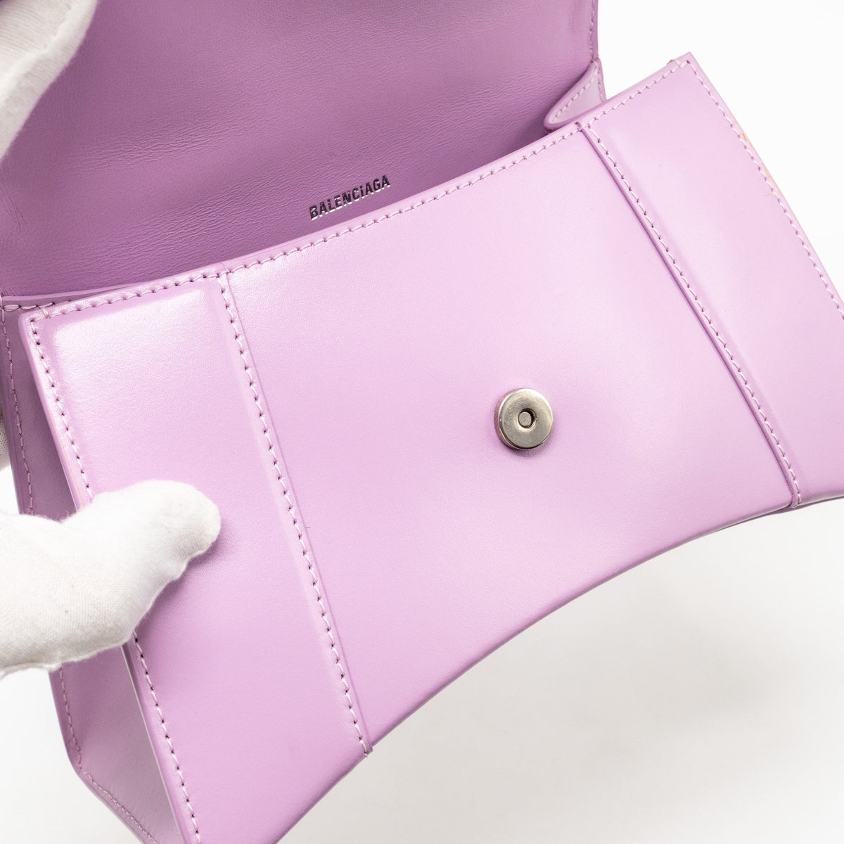 Side view of Balenciaga handbag Purple premium designer bag