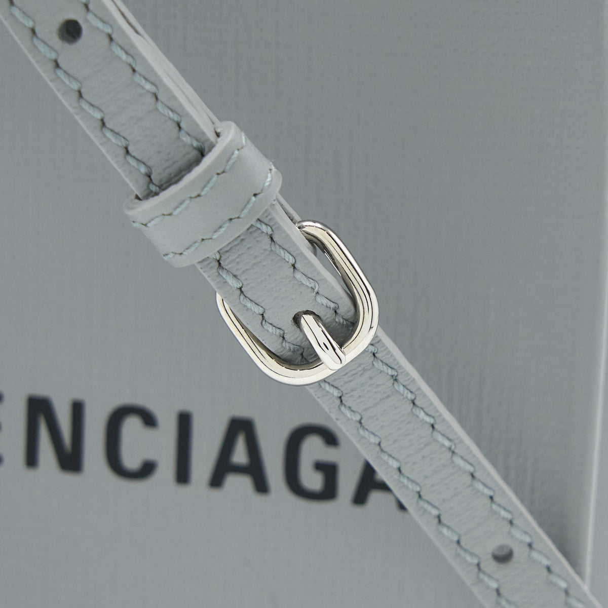 Balenciaga Mini Shopping Phone Pouch Grey SHW — Designer Phone Pouch