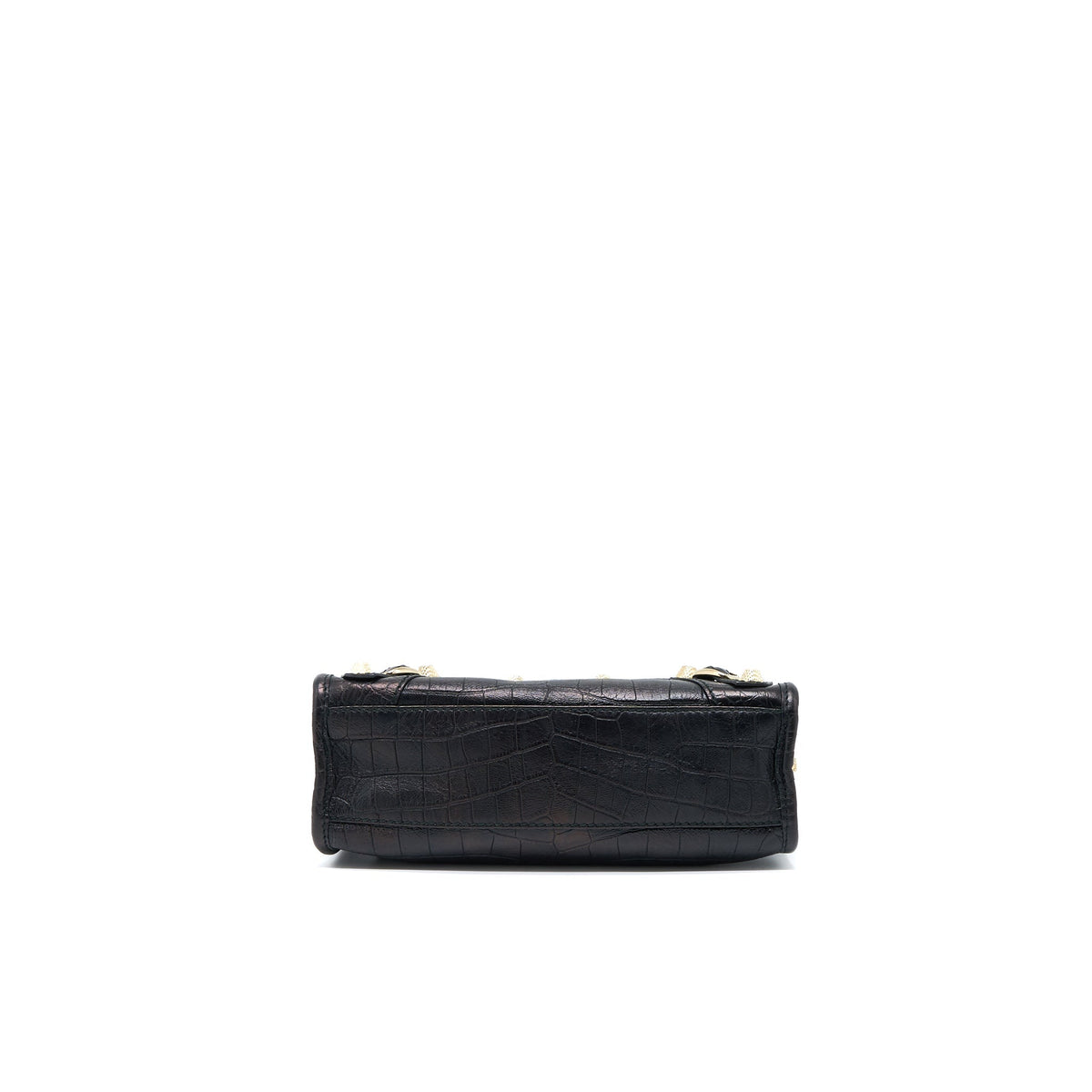 Balenciaga Mini City Croc-Embossed Calfskin Black GHW | Designer Leather Handbag