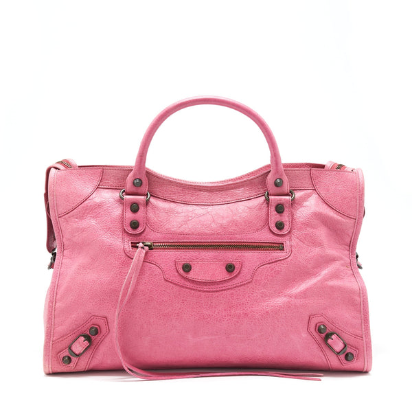 Balenciaga Classic City Bag Pink Ruthenium Hardware — Designer Leather Handbag