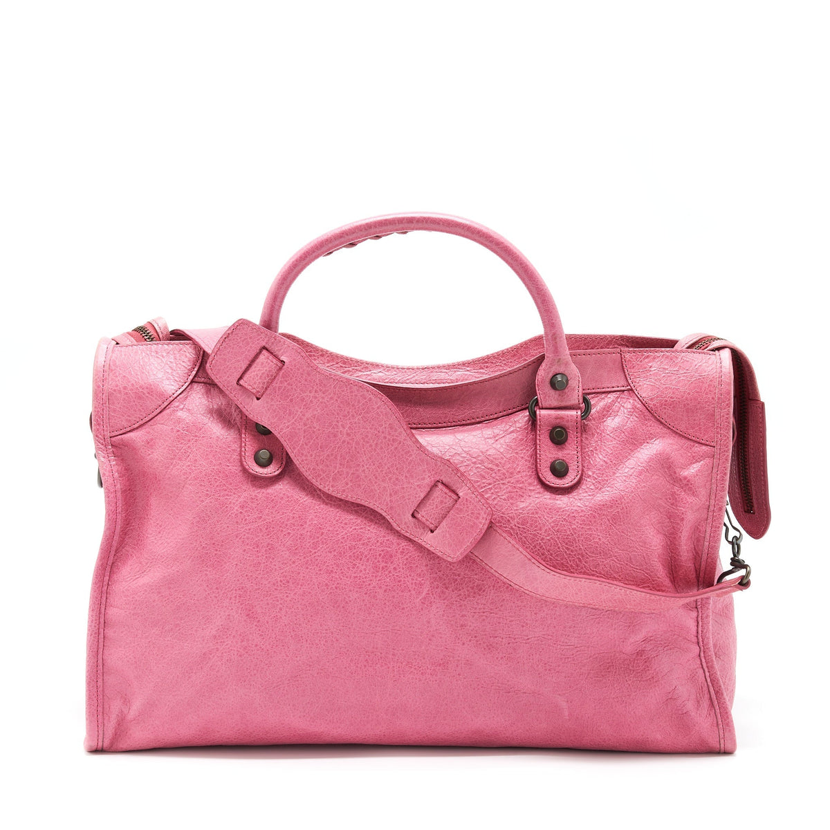 Balenciaga Classic City Bag Pink Ruthenium Hardware — Designer Leather Handbag