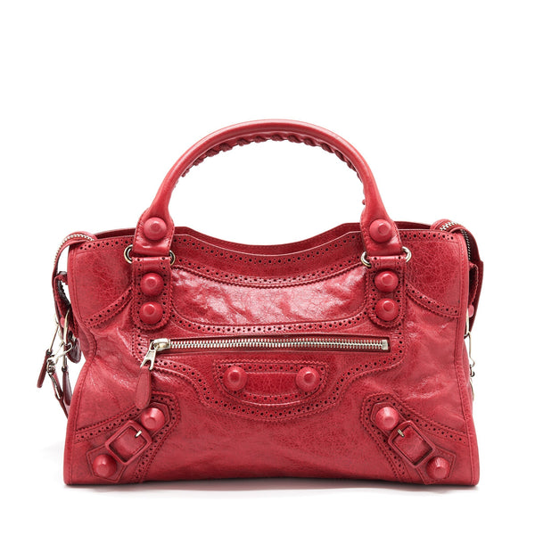 Balenciaga Giant City Bag Red SHW — Designer Leather Handbag