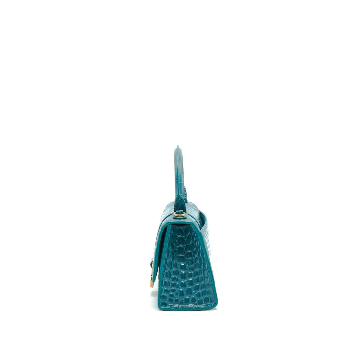 Balenciaga Hourglass XS Croc-Effect Leather Blue | Designer Top Handle Bag
