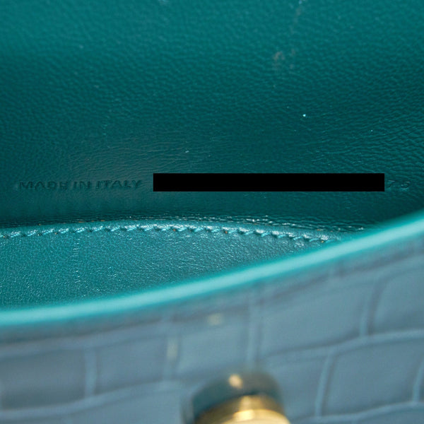 Balenciaga Hourglass XS Croc-Effect Leather Blue | Designer Top Handle Bag