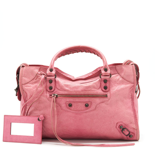 Balenciaga Classic city Pink bag black hardware | Designer Leather Handbag