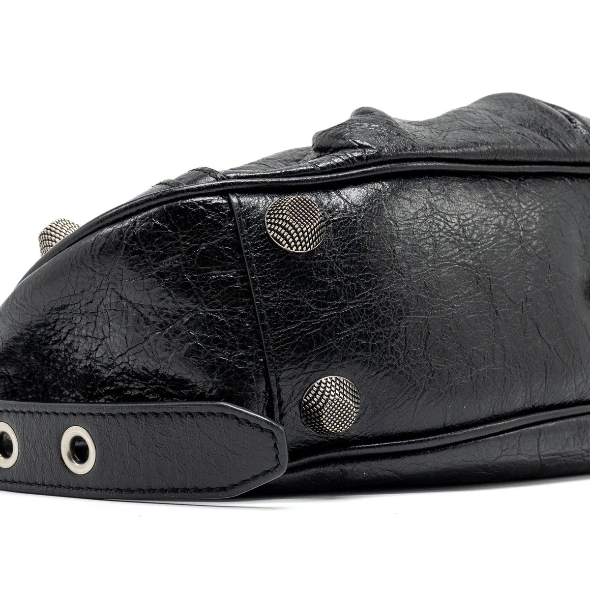 Balenciaga Le Cargole Small Shoulder Bag Lambskin Black SHW | Studded Leather Shoulder Bag