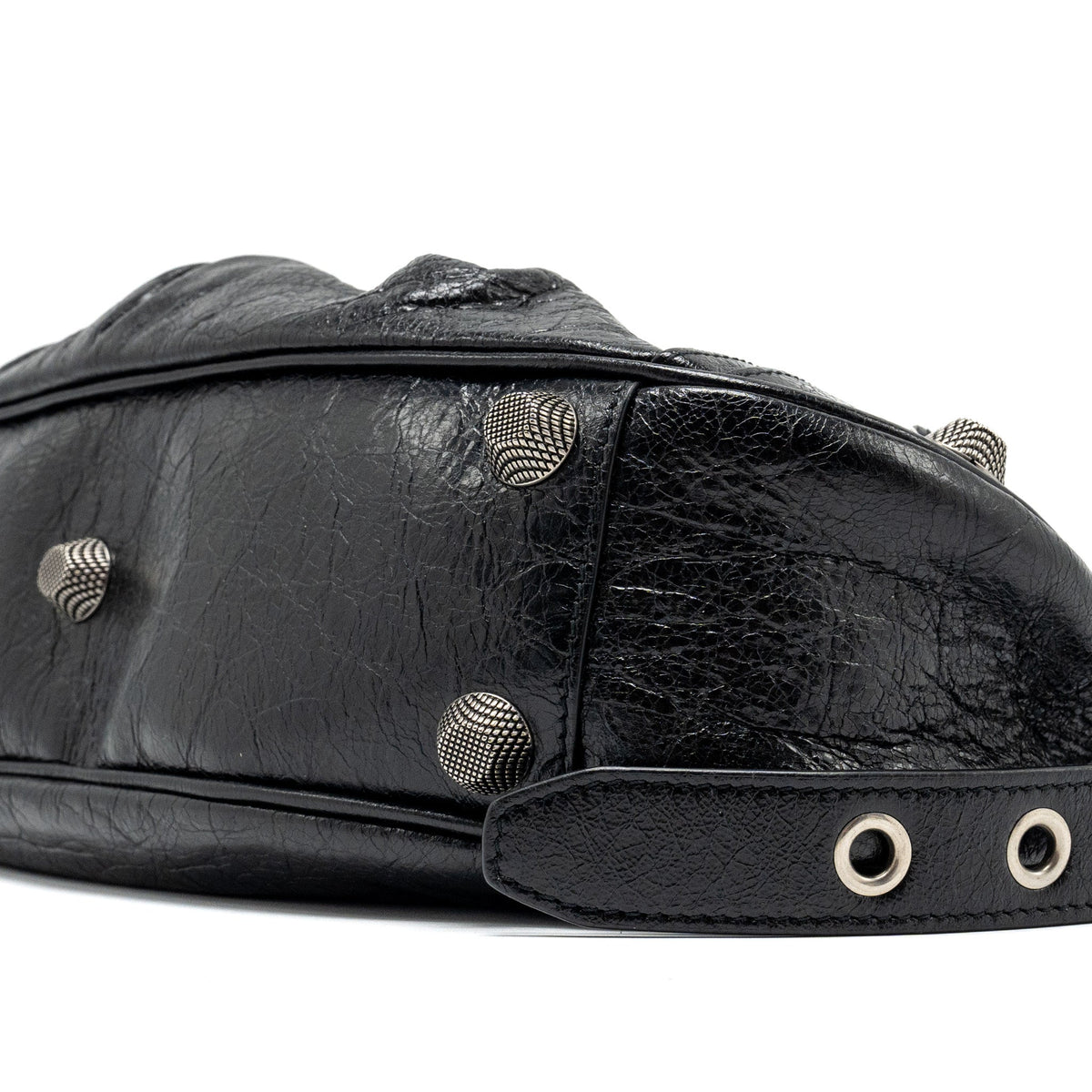 Balenciaga Le Cargole Small Shoulder Bag Lambskin Black SHW | Studded Leather Shoulder Bag